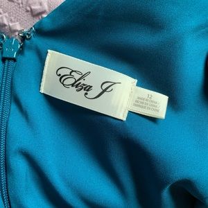 Teal Eliza J dress with slit